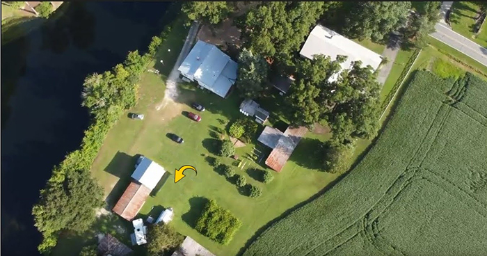 drone view of airstreams